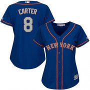 Wholesale Cheap Mets #8 Gary Carter Blue(Grey NO.) Alternate Women's Stitched MLB Jersey