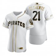 Wholesale Cheap Pittsburgh Pirates #21 Roberto Clemente White Nike Men's Authentic Golden Edition MLB Jersey