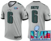 Wholesale Cheap Men's Philadelphia Eagles #6 DeVonta Smith Limited Gray Inverted Super Bowl LVII Vapor Jersey