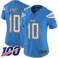 Wholesale Cheap Nike Chargers #10 Justin Herbert Electric Blue Alternate Women's Stitched NFL 100th Season Vapor Untouchable Limited Jersey