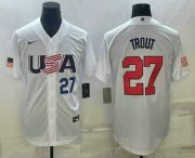Wholesale Cheap Mens USA Baseball #27 Mike Trout Number 2023 White World Baseball Classic Replica Stitched Jersey