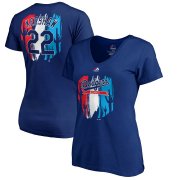 Wholesale Cheap Los Angeles Dodgers #22 Clayton Kershaw Majestic Women's 2019 Spring Training Name & Number V-Neck T-Shirt Royal