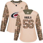 Wholesale Cheap Adidas Hurricanes #56 Erik Haula Camo Authentic 2017 Veterans Day Women's Stitched NHL Jersey