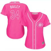 Wholesale Cheap Reds #34 Homer Bailey Pink Fashion Women's Stitched MLB Jersey