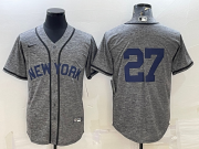Wholesale Cheap Men's New York Yankees #27 Giancarlo Stanton No Name Grey Gridiron Cool Base Stitched Jersey