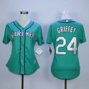 Wholesale Cheap Mariners #24 Ken Griffey Green Alternate Women's Stitched MLB Jersey