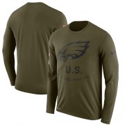 Wholesale Cheap Men's Philadelphia Eagles Nike Olive Salute to Service Sideline Legend Performance Long Sleeve T-Shirt