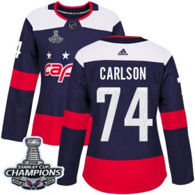 Wholesale Cheap Adidas Capitals #74 John Carlson Navy Authentic 2018 Stadium Series Stanley Cup Final Champions Women\'s Stitched NHL Jersey