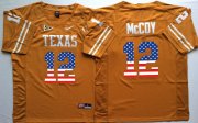 Wholesale Cheap Men's Texas Longhorns 12 Colt McCoy Orange USA Flag College Jersey