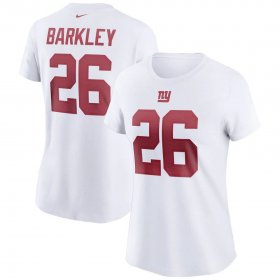 Wholesale Cheap New York Giants #26 Saquon Barkley Nike Women\'s Team Player Name & Number T-Shirt White
