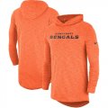 Wholesale Cheap Nike Cincinnati Bengals Orange Sideline Slub Performance Hooded Long Sleeve T-Shirt