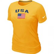 Wholesale Cheap Women's USA Olympics USA Flag Collection Locker Room T-Shirt Yellow