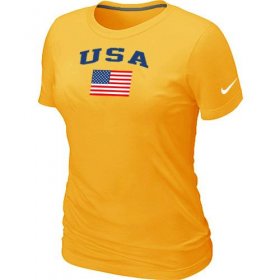 Wholesale Cheap Women\'s USA Olympics USA Flag Collection Locker Room T-Shirt Yellow