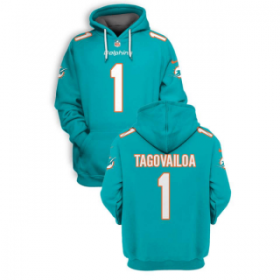 Wholesale Cheap Men\'s Miami Dolphins #1 Tua Tagovailoa 2021 Aqua Pullover Hoodie