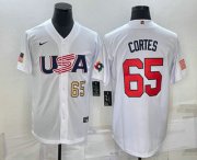 Wholesale Cheap Men's USA Baseball #65 Nestor Cortes Number 2023 White World Classic Stitched Jerseys