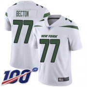 Wholesale Cheap Nike Jets #77 Mekhi Becton White Men's Stitched NFL 100th Season Vapor Untouchable Limited Jersey