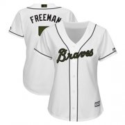 Wholesale Cheap Braves #5 Freddie Freeman White 2018 Memorial Day Cool Base Women's Stitched MLB Jersey