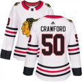 Wholesale Cheap Adidas Blackhawks #50 Corey Crawford White Road Authentic Women's Stitched NHL Jersey