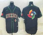 Wholesale Cheap Men's Mexico Baseball 2023 Black World Big Logo Classic Stitched Jersey