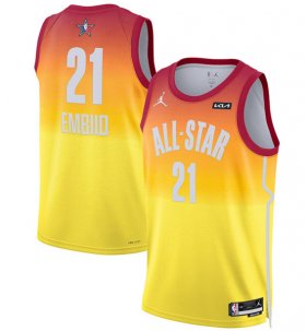 Wholesale Cheap Men\'s 2023 All-Star #21 Joel Embiid Orange Game Swingman Stitched Basketball Jersey