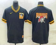 Wholesale Cheap Men's Pittsburgh Pirates Big Logo Black Nike Cooperstown Collection Legend V Neck Jersey