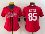 Wholesale Cheap Women's San Francisco 49ers #85 George Kittle Red With Patch Cool Base Stitched Baseball Jersey