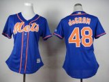 Wholesale Cheap Mets #48 Jacob deGrom Blue Alternate Women's Stitched MLB Jersey