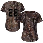 Wholesale Cheap Giants #28 Buster Posey Camo Realtree Collection Cool Base Women's Stitched MLB Jersey