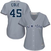 Wholesale Cheap Yankees #45 Gerrit Cole Grey Road Women's Stitched MLB Jersey