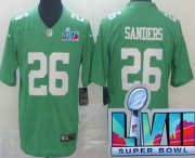 Wholesale Cheap Men's Philadelphia Eagles #26 Miles Sanders Limited Green Rush Super Bowl LVII Vapor Jersey