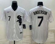 Wholesale Cheap Men's Chicago White Sox #7 Tim Anderson White Cool Base Stitched Jersey