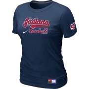 Wholesale Cheap Women's Nike Cleveland Indians Short Sleeve Practice T-Shirt Dark Blue