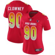 Wholesale Cheap Nike Texans #90 Jadeveon Clowney Red Women's Stitched NFL Limited AFC 2019 Pro Bowl Jersey