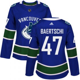 Wholesale Cheap Adidas Canucks #47 Sven Baertschi Blue Home Authentic Women\'s Stitched NHL Jersey