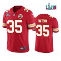 Wholesale Cheap Men's Kansas City Chiefs #35 Jaylen Watson Red Super Bowl LVII Patch Vapor Untouchable Limited Stitched Jersey