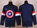 Wholesale Cheap Olympic Team USA Blank Navy Blue Captain America Fashion Stitched NHL Jersey