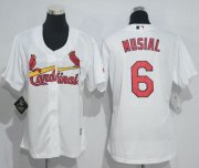 Wholesale Cheap Cardinals #6 Stan Musial White Women's Home Stitched MLB Jersey