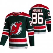 Wholesale Cheap New Jersey Devils #86 Jack Hughes Green Men's Adidas 2020-21 Reverse Retro Alternate NHL Jersey