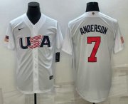 Wholesale Cheap Men's USA Baseball #7 Tim Anderson 2023 White World Baseball Classic Stitched Jerseys