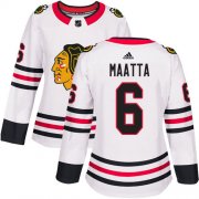 Wholesale Cheap Adidas Blackhawks #6 Olli Maatta White Road Authentic Women's Stitched NHL Jersey