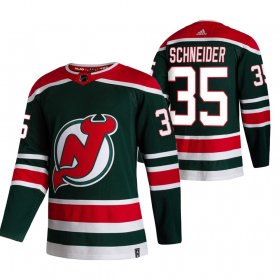 Wholesale Cheap New Jersey Devils #35 Corey Schneider Green Men\'s Adidas 2020-21 Reverse Retro Alternate NHL Jersey