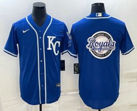 Wholesale Cheap Men\'s Kansas City Royals Big Logo Light Blue Stitched MLB Cool Base Nike Jersey