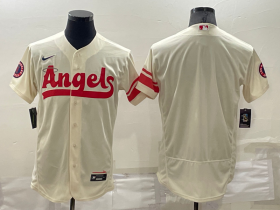 Wholesale Cheap Men\'s Los Angeles Angels Blank Number Cream 2022 City Connect Flex Base Stitched Jersey
