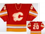 Wholesale Cheap Men's Calgary Flames #20 Gary Suter Red Third Throwback CCM Jersey