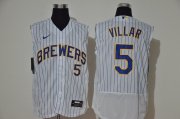 Wholesale Cheap Men's Milwaukee Brewers #5 Jonathan Villar White 2020 Cool and Refreshing Sleeveless Fan Stitched Flex Nike Jersey