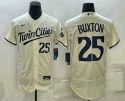Wholesale Cheap Men's Minnesota Twins #25 Byron Buxton 2023 Cream Flex Base Stitched Jersey