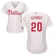 Wholesale Cheap Phillies #20 Mike Schmidt White(Red Strip) Home Women's Stitched MLB Jersey
