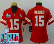 Wholesale Cheap Women's Kansas City Chiefs #15 Patrick Mahomes Limited Red Super Bowl LVII Vapor Jersey