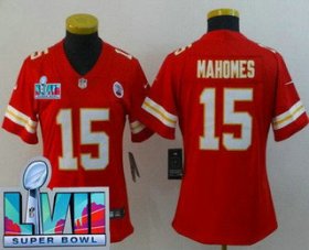 Wholesale Cheap Women\'s Kansas City Chiefs #15 Patrick Mahomes Limited Red Super Bowl LVII Vapor Jersey
