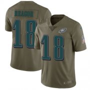 Wholesale Cheap Nike Eagles #18 Jalen Reagor Olive Youth Stitched NFL Limited 2017 Salute To Service Jersey